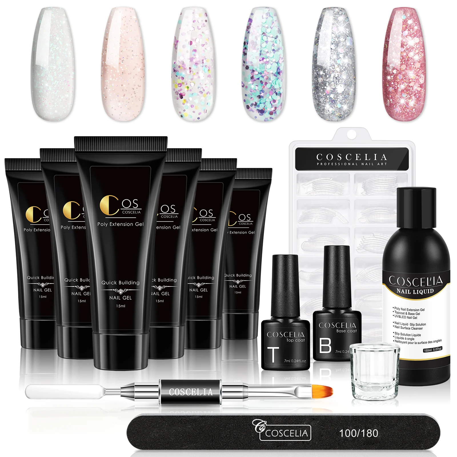 4/6PCS Poly Extention Gel Set Nail Art 15ML Crystal Gel Polish Clear Sequin Cat Eye Colors With 150ML Slip Soloution Liquide
4/6PCS Poly Extention Gel Set Nail Art 15ML Crystal Gel Polish Clear Sequin Cat Eye Colors With 150ML Slip Soloution Liquide