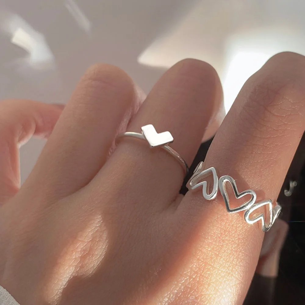 925 Silver Heart-shaped Open Ring Women's Suit Fashion Jewelry Dress Cute Girl Holiday Birthday Gift Adjustable
925 Silver Heart-shaped Open Ring Women's Suit Fashion Jewelry Dress Cute Girl Holiday Birthday Gift Adjustable