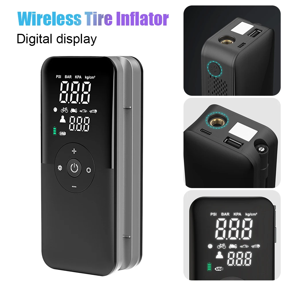 Mini Car Air Compressor Portable Tire Inflator Rechargeable Wireless Inflatable Pump with LED for Motorcycle Bicycle Tyre Balls
Mini Car Air Compressor Portable Tire Inflator Rechargeable Wireless Inflatable Pump with LED for Motorcycle Bicycle Tyre Balls