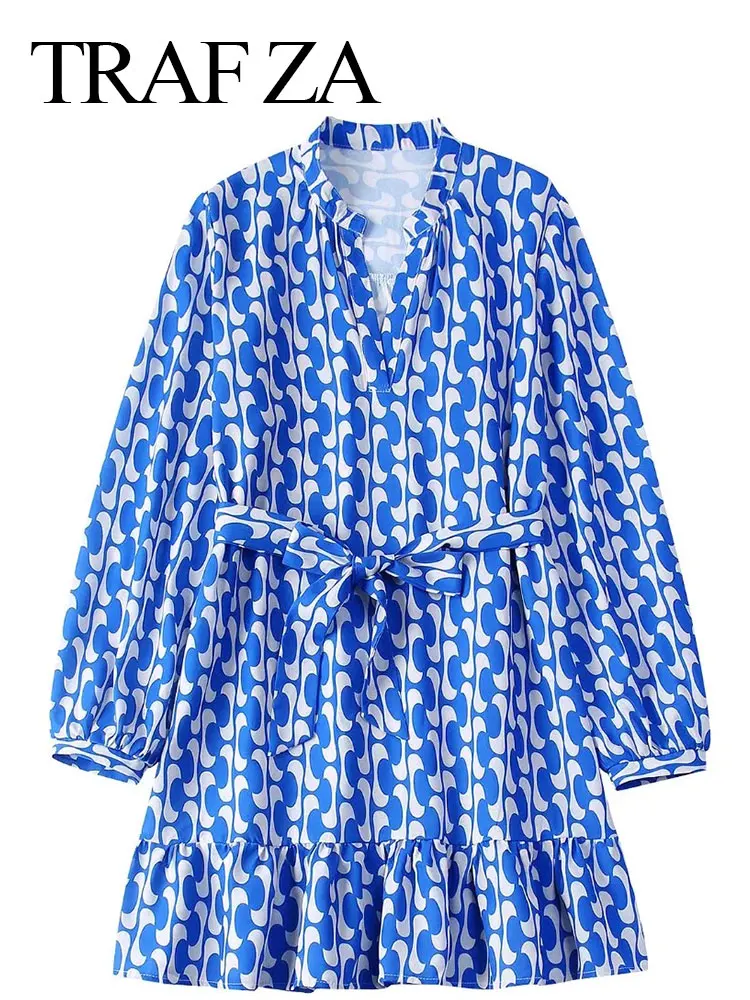 TRAF ZA Casual Loose Temperament Versatile Daily Lady Dress Retro Print Commuter Long Sleeve V-Neck Pullover Belt Mini Dress
TRAF ZA Casual Loose Temperament Versatile Daily Lady Dress Retro Print Commuter Long Sleeve V-Neck Pullover Belt Mini Dress