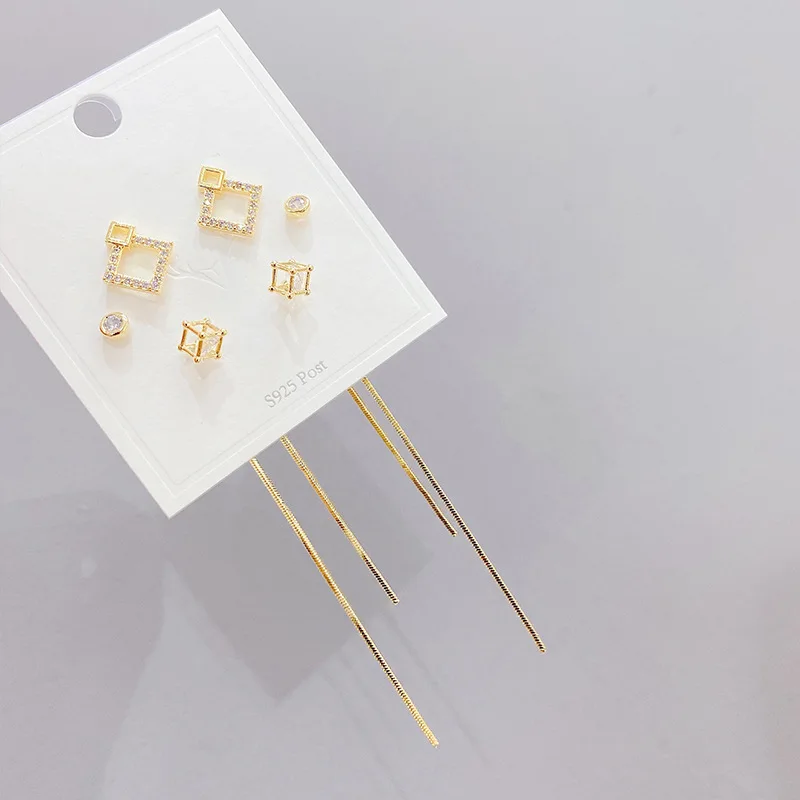 Korean Style Micro Inlaid Zircon Charm Silvers Needle Stud Earrings 3 Pair Earring Set Boutique Cube Sugar Jewelry
Korean Style Micro Inlaid Zircon Charm Silvers Needle Stud Earrings 3 Pair Earring Set Boutique Cube Sugar Jewelry