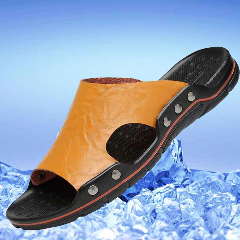Genuine Leather Slippers Men Casual Shoes Summer Breathable Outdoor Non-Slip Mens Slides New Comfortable Slip-on Beach Sandals
Genuine Leather Slippers Men Casual Shoes Summer Breathable Outdoor Non-Slip Mens Slides New Comfortable Slip-on Beach Sandals