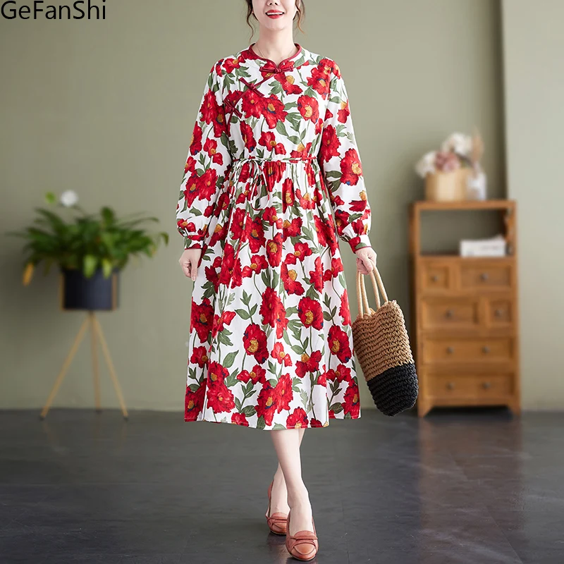 Женское свободное платье с цветочным принтом, винтажное офисное платье в китайском стиле для весны и осени, 2022
Женское свободное платье с цветочным принтом, винтажное офисное платье в китайском стиле для весны и осени, 2022