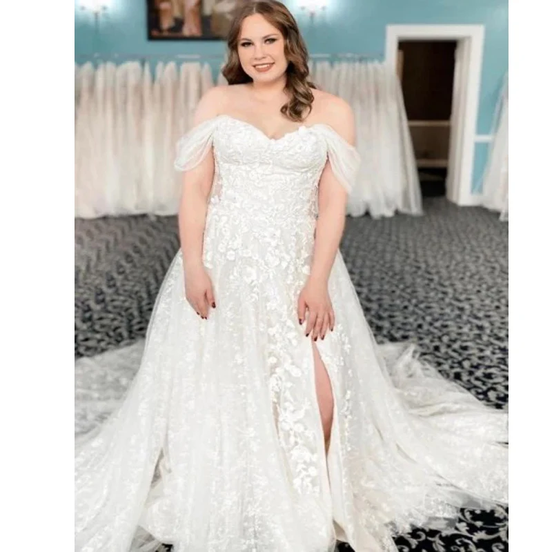 JIERUIZE Lace Appliques Luxury Boho Wedding Dresses Off The Shoulder Lace Up Back Plus Size Garden Bridal Gowns
JIERUIZE Lace Appliques Luxury Boho Wedding Dresses Off The Shoulder Lace Up Back Plus Size Garden Bridal Gowns