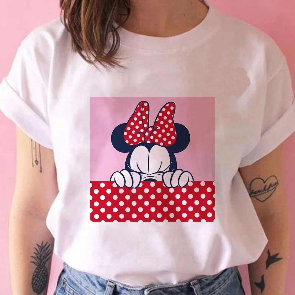 Shy Minnie Disney Women's T-shirt Fashion Cute Young Sweet Style Female Clothes Summer Life Streetwear Casual Tops For Ladies 
Shy Minnie Disney Women's T-shirt Fashion Cute Young Sweet Style Female Clothes Summer Life Streetwear Casual Tops For Ladies