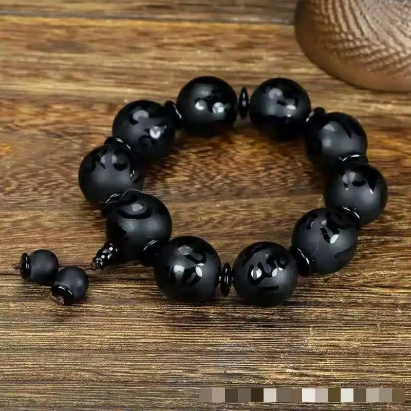 Men Natural Obsidian Bracelet Large Beads Six-character Mantra Obsidian Crystal Stone Elastic Beaded Tassel Bracelets Bangle
Men Natural Obsidian Bracelet Large Beads Six-character Mantra Obsidian Crystal Stone Elastic Beaded Tassel Bracelets Bangle