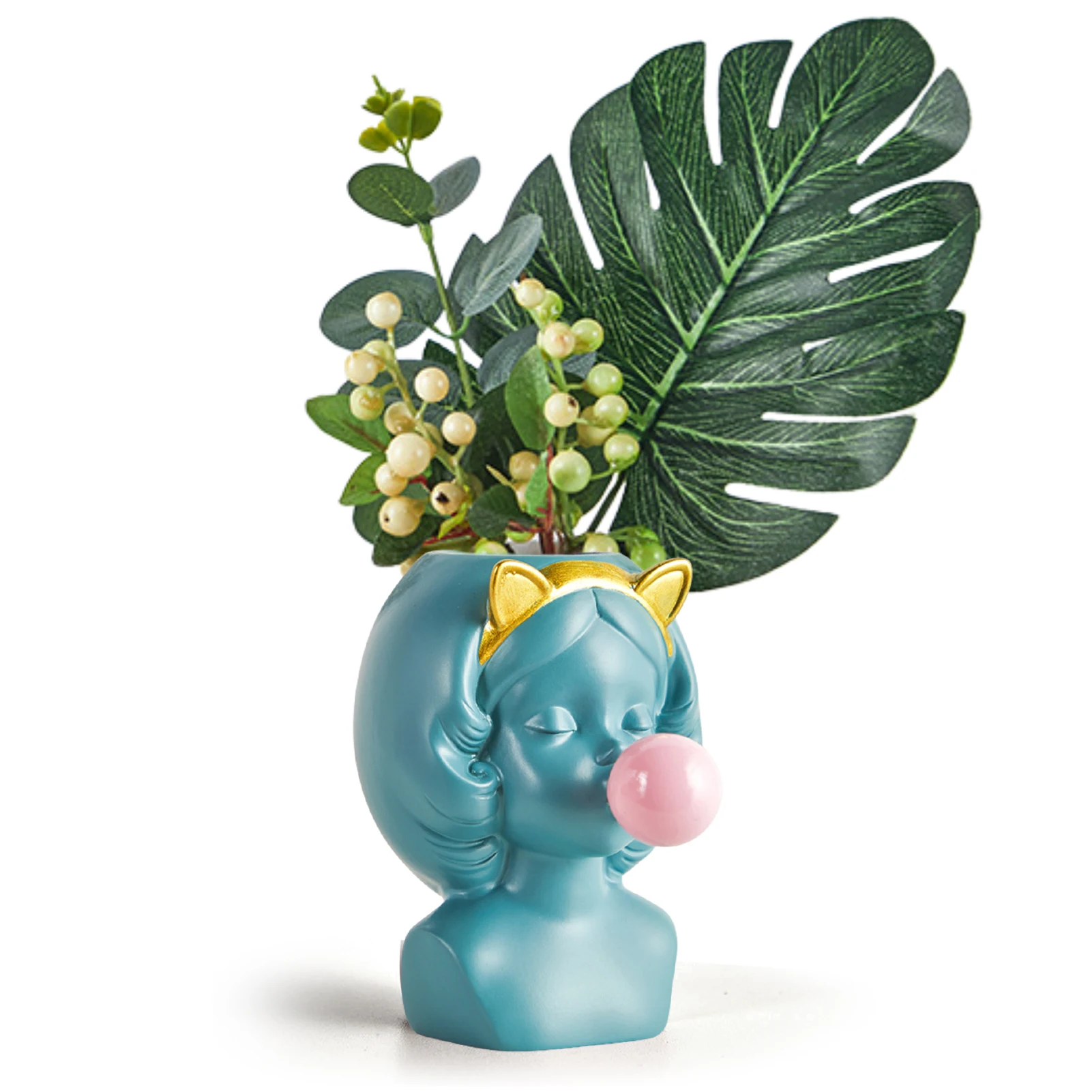 Bubble-Blowing Girl Flower Pot Head Planter Pot With Drainage Hole Cute Cartoon Girl Flower Pot For Mini Succulents Cactus 
Bubble-Blowing Girl Flower Pot Head Planter Pot With Drainage Hole Cute Cartoon Girl Flower Pot For Mini Succulents Cactus