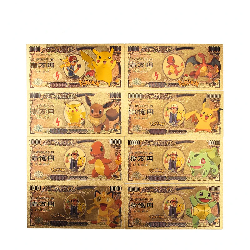 Pokemon Anime Gold Foil Commemorative Banknote Pikachu Little Fire Dragon Color Print Collection Card Birthday Gift Cards Toys
Pokemon Anime Gold Foil Commemorative Banknote Pikachu Little Fire Dragon Color Print Collection Card Birthday Gift Cards Toys