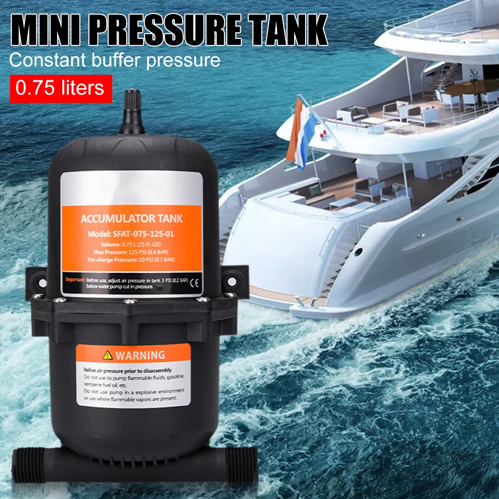0.75L Accumulator Pressure tank Pre-Pressurized Water Pump Pressure Stabilization Flow Control for Marine RV Boat Accessories
0.75L Accumulator Pressure tank Pre-Pressurized Water Pump Pressure Stabilization Flow Control for Marine RV Boat Accessories