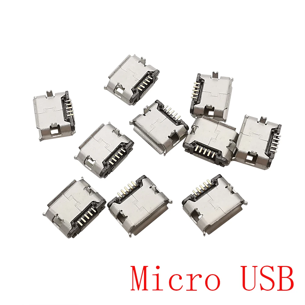 

10 шт. Micro USB 5-контактный Тип B гнездовой разъем SMD, паяльный порт, гнездо для Android телефона, разъем для передачи данных, замена и ремонт