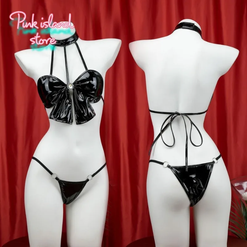 Role Playing Black Bow Decorated Bikini Sexy Patent Leather Cosplay Pajama Anime Halter Revealing Back Costume Women Pornos Set
Role Playing Black Bow Decorated Bikini Sexy Patent Leather Cosplay Pajama Anime Halter Revealing Back Costume Women Pornos Set
