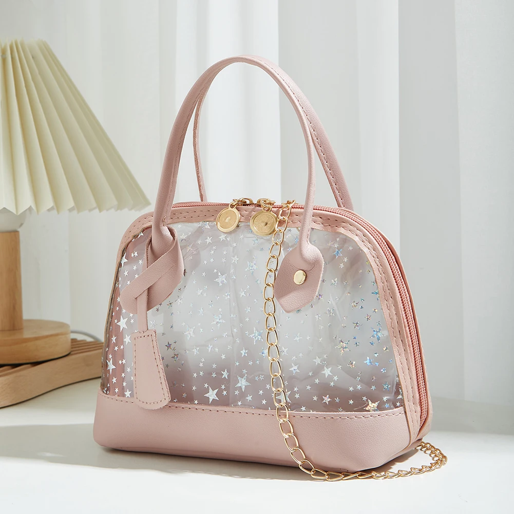 Модная сумка через плечо из ПВХ, Женская Повседневная прозрачная сумка-тоут с принтом в виде звезд для дам, для путешествий
Модная сумка через плечо из ПВХ, Женская Повседневная прозрачная сумка-тоут с принтом в виде звезд для дам, для путешествий