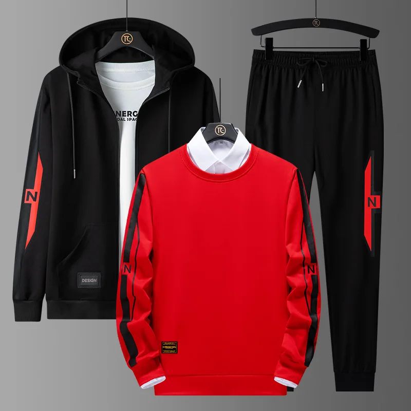 Autumn And Winter Sports Suit Men's Hooded Cardigan Casual Running Large Size Long Sleeve Sweater Fashion Three Pieces Set
Autumn And Winter Sports Suit Men's Hooded Cardigan Casual Running Large Size Long Sleeve Sweater Fashion Three Pieces Set