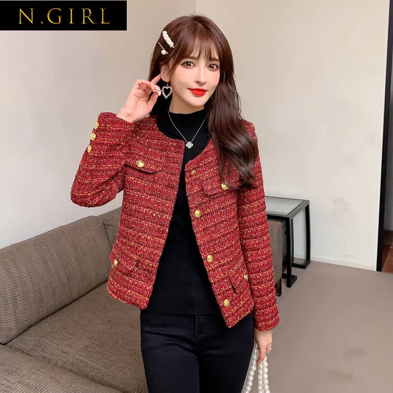 N GIRLS Runway French Small Fragrance Tweed Coats For OL Ladies Women Winter Houndstooth Jacket Female Retro Suit Casacos Top
N GIRLS Runway French Small Fragrance Tweed Coats For OL Ladies Women Winter Houndstooth Jacket Female Retro Suit Casacos Top
