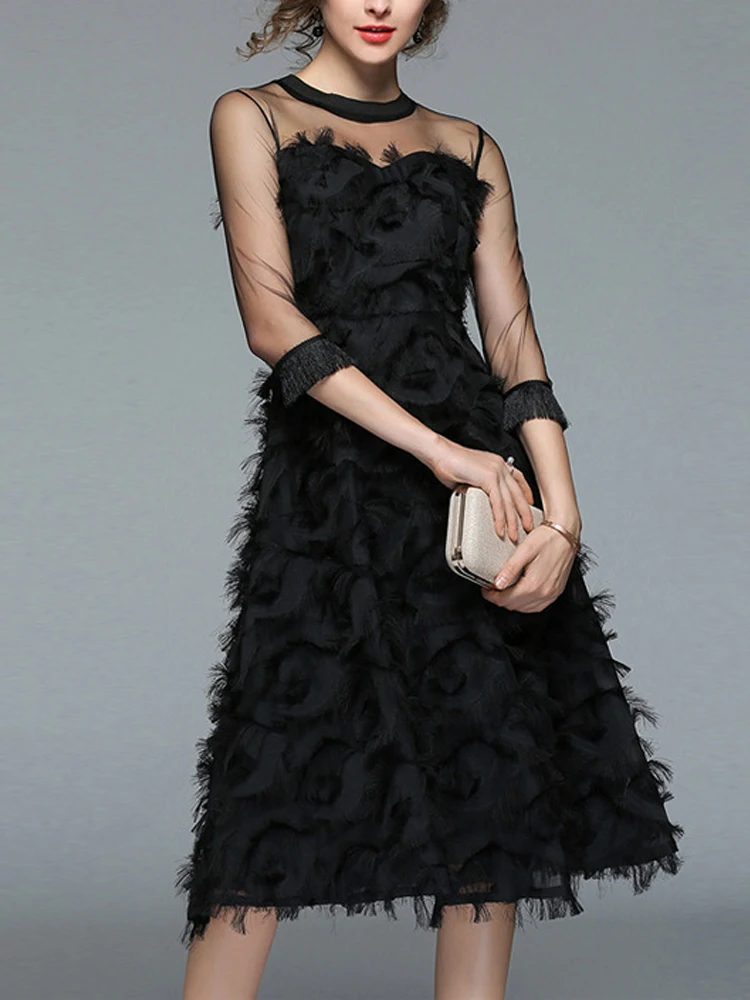 2021 New Fashion Good Quality Black Vintage Prom Dresses Lady O Neck Medium Style Mesh Tassel Evening Party Vestido
2021 New Fashion Good Quality Black Vintage Prom Dresses Lady O Neck Medium Style Mesh Tassel Evening Party Vestido