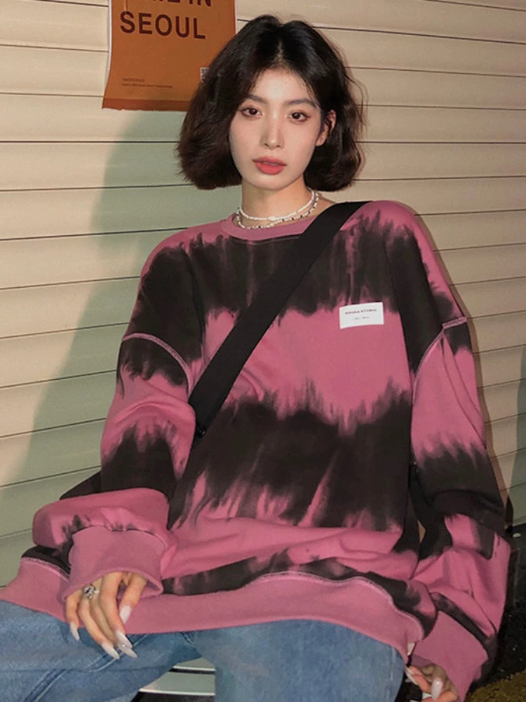 Deeptown Korean Style Tie Dye Oversized Hoodies Women Harajuku Vintage Striped Sweatshirt Pink Casual Long Sleeve Pullover Tops
Deeptown Korean Style Tie Dye Oversized Hoodies Women Harajuku Vintage Striped Sweatshirt Pink Casual Long Sleeve Pullover Tops