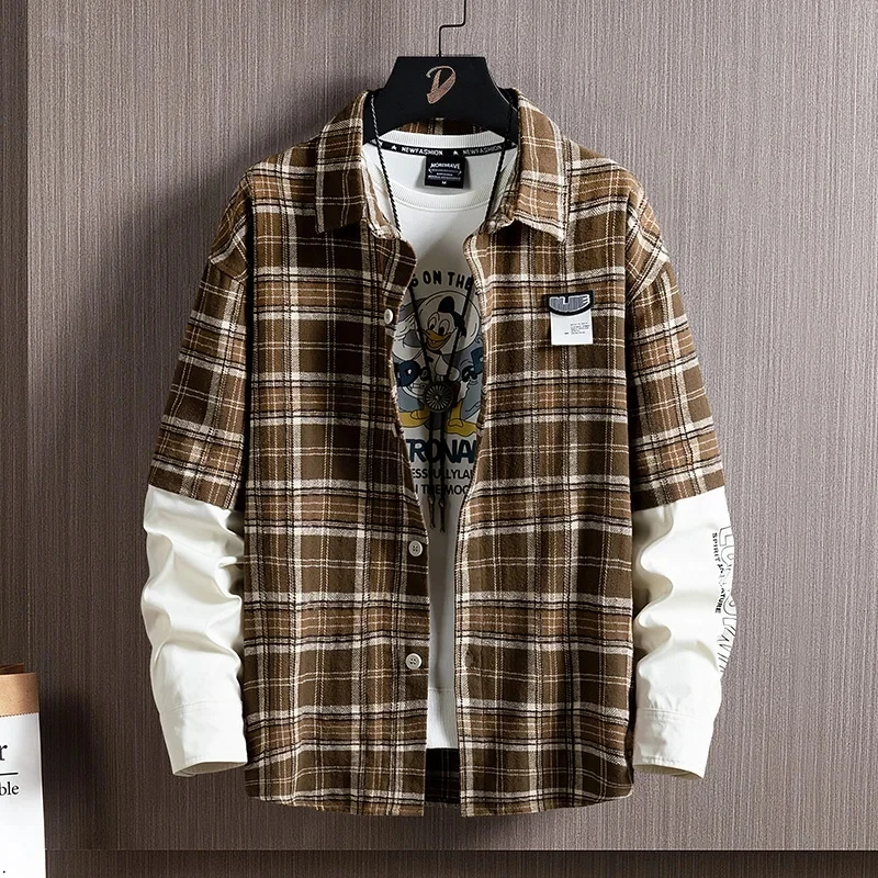Fake Two Piece Long Sleeves Plaid Shirts For Men's 2023 Spring Autumn Design Brand Oversize 3XL Clothes Casual Blouse
Fake Two Piece Long Sleeves Plaid Shirts For Men's 2023 Spring Autumn Design Brand Oversize 3XL Clothes Casual Blouse