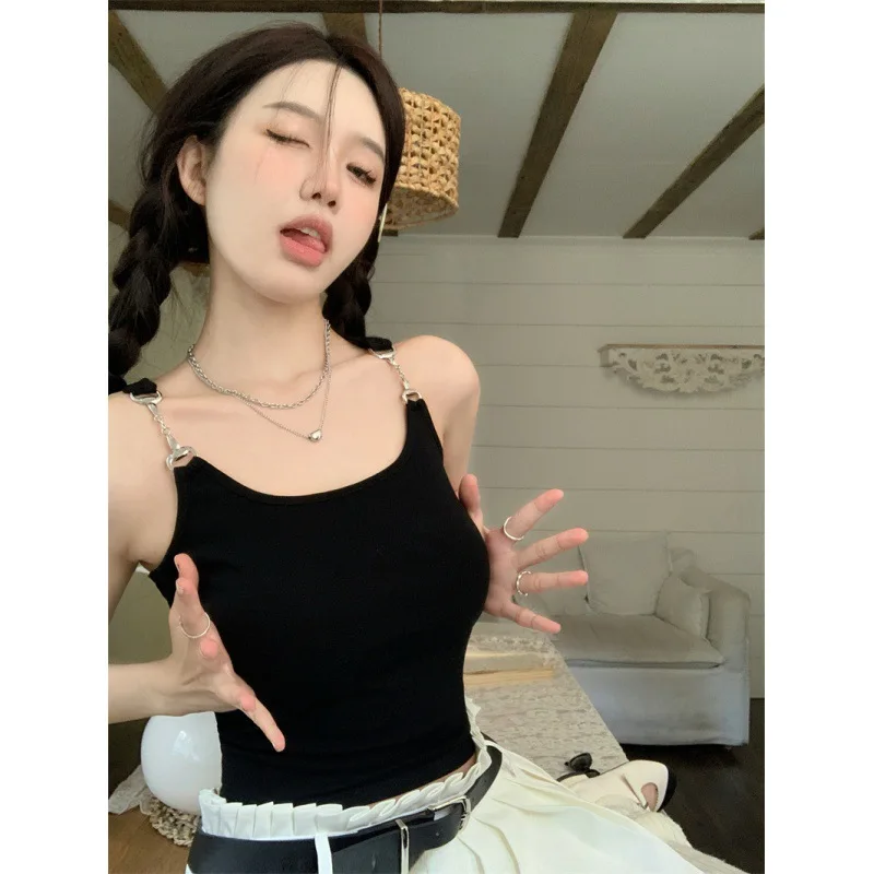Outerwear Sleeveless Camisole One Size Women's Wear 2023 Summer New Metal Buckle Design Slim Slim Tops Pregnancy Clothes Tops
Outerwear Sleeveless Camisole One Size Women's Wear 2023 Summer New Metal Buckle Design Slim Slim Tops Pregnancy Clothes Tops