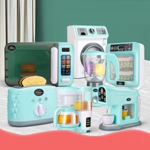 Children Kitchen Toys Simulation Cookware Washing Machine Bread Machine Microwave for Pretend Play Party Kids Interactive Toys