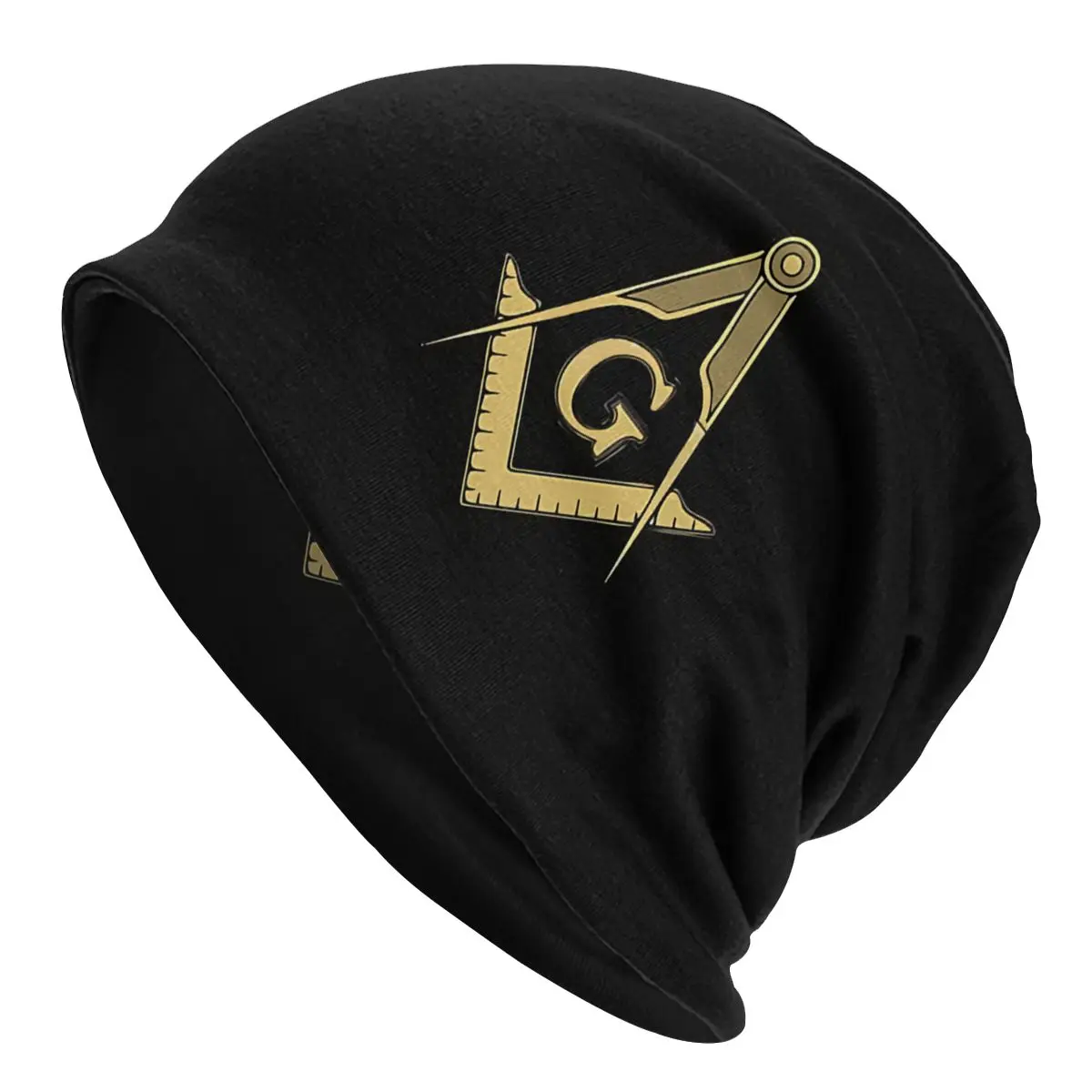 

Freemasonry Symbol Freemason Gold Square Compass Washed Warm Bonnet Outdoor Casual Beanies Protection Men Women Hats
