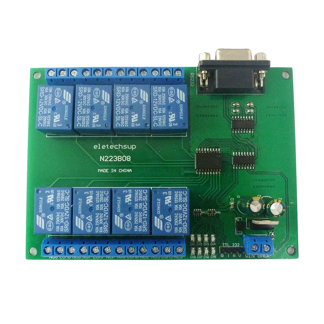 8 Channel RS232 Relay Module PC Serial Ports RS232/TTL232 Control Relay DC 12V Remote Control Switch With Indicator Light
8 Channel RS232 Relay Module PC Serial Ports RS232/TTL232 Control Relay DC 12V Remote Control Switch With Indicator Light