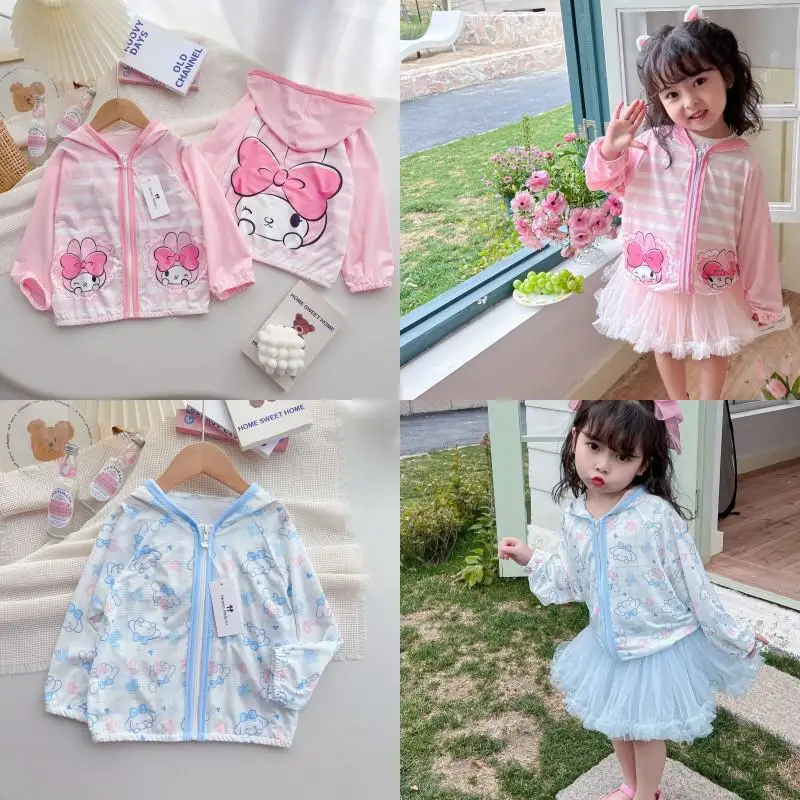 Sanrio Kawaii Cinnamoroll Kids Sun Protection Jacket Anime My Melody Summer Girl Iced Silk Sun Protection Hooded Clothes
Sanrio Kawaii Cinnamoroll Kids Sun Protection Jacket Anime My Melody Summer Girl Iced Silk Sun Protection Hooded Clothes