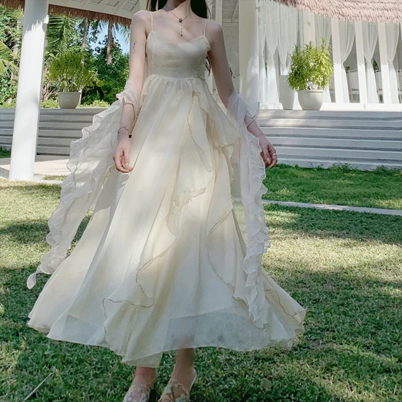 New 2023 Summer Holiday Beach Fairy Dress V Neck Sleeveless Ruffles A Line Dress Princess Fashion White Apricot Chiffon Dress
New 2023 Summer Holiday Beach Fairy Dress V Neck Sleeveless Ruffles A Line Dress Princess Fashion White Apricot Chiffon Dress