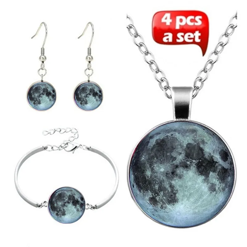LE Galaxy Moon Planet Cabochon Glass Pendant Necklace Bracelet Bangle Earrings Jewelry Set 4Pcs Women's Jewelry
LE Galaxy Moon Planet Cabochon Glass Pendant Necklace Bracelet Bangle Earrings Jewelry Set 4Pcs Women's Jewelry