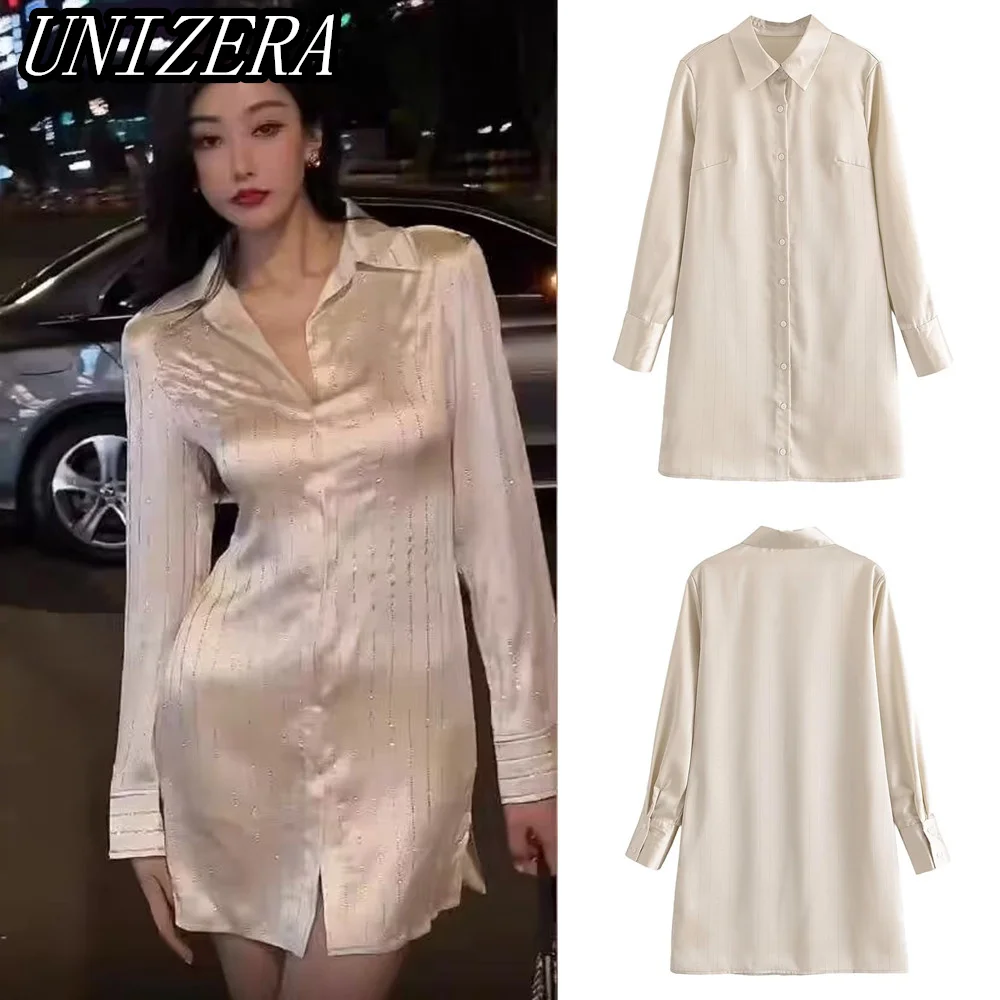 Весенняя Новинка, женская одежда UNIZERA, яркое шелковое платье-рубашка цвета шампанского, однобортное короткое шелковое атласное платье с отл...
Весенняя Новинка, женская одежда UNIZERA, яркое шелковое платье-рубашка цвета шампанского, однобортное короткое шелковое атласное платье с отл...