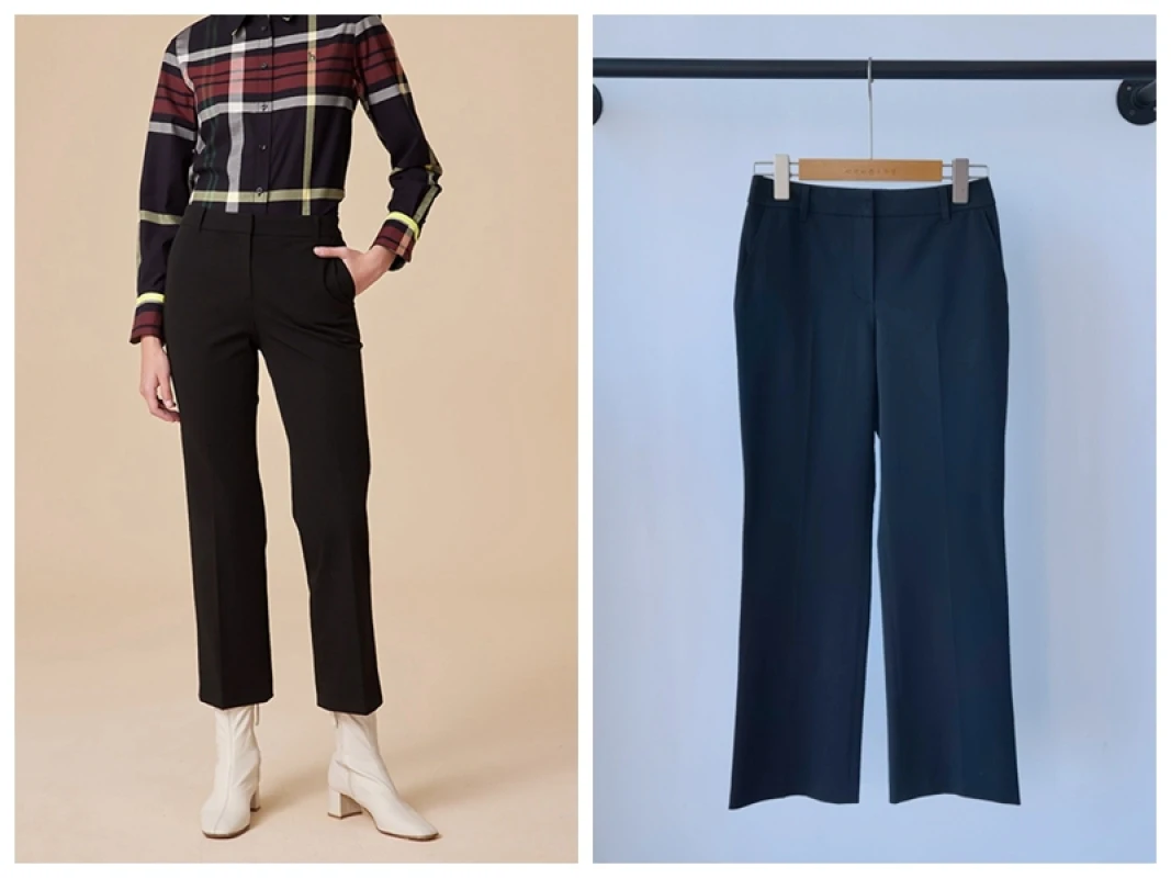 

Golf Pants Autumn/Winter 22 Women's Cropped Pants Diagonal Inset Fashion Slim Razor Pants Black Women's Pants