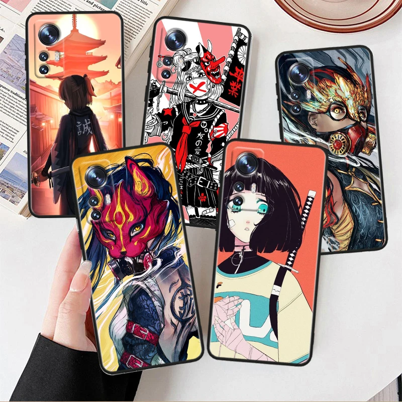 

Anime Girl Samurai For Xiaomi Mi 10T 10S 9T 9 SE 8 A3 A2 A1 6X 5X CC9E Note 10 Lite Pro Mix 3 Black Soft Phone Case