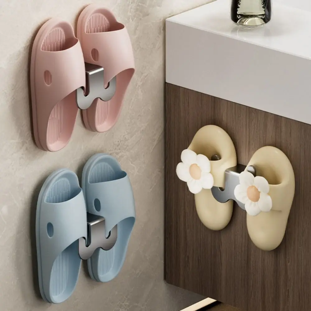 

Wall Mounted Bathroom Slipper Rack Space-saving Keep Tidy Storage Organizer Multifunctional Drainage Rack