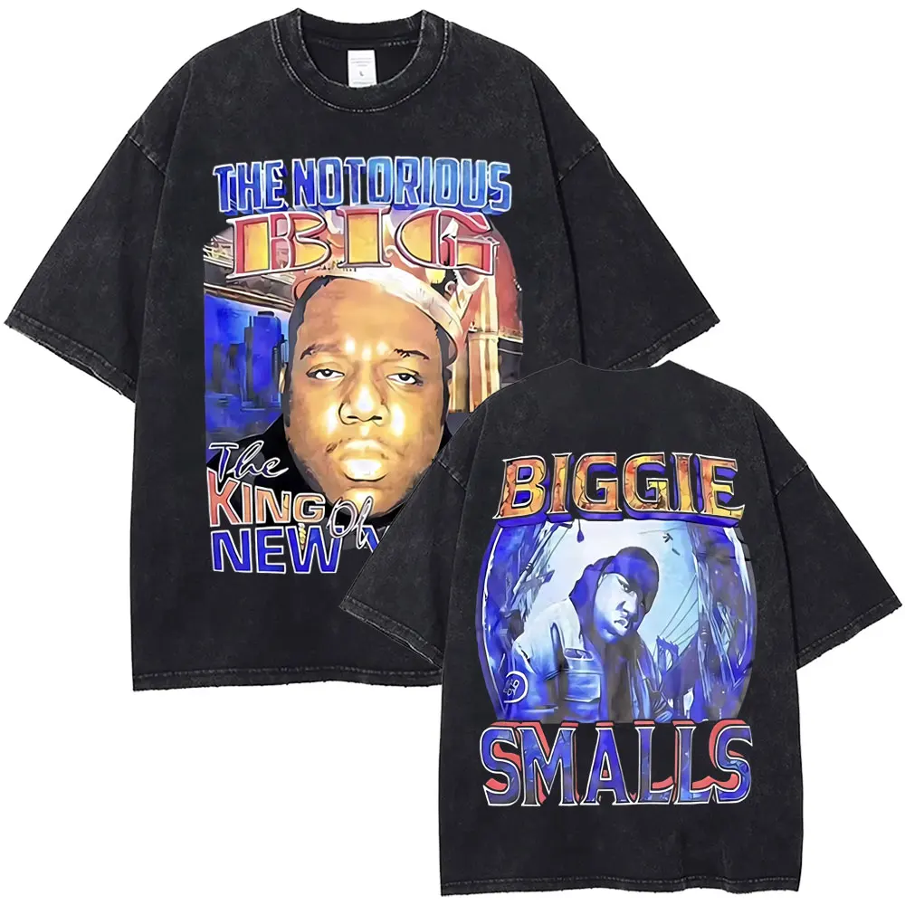Випраный винтажный рэпер The Notorious Большие футболки Biggie Smalls Футболка Мужчины