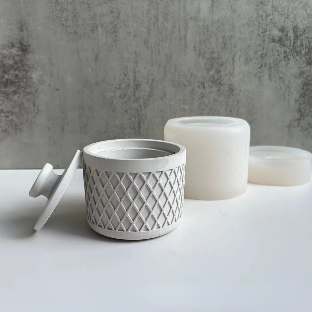 Geometric Roman Candle Jars Silicone Mold DIY Cylinder Clay Flowerpot Concrete Cement Storage Box for Gypsum Molds with Lid
Geometric Roman Candle Jars Silicone Mold DIY Cylinder Clay Flowerpot Concrete Cement Storage Box for Gypsum Molds with Lid
