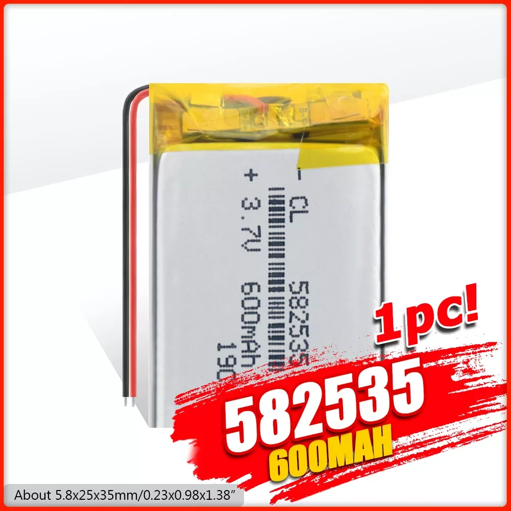 2023New 1/2/4 Pcs 582535 600mAh Lithium-ion Li Ion Polymer Batteries For Watch GPS LED Light MP3 Toy Dvr Navigation Video Record
2023New 1/2/4 Pcs 582535 600mAh Lithium-ion Li Ion Polymer Batteries For Watch GPS LED Light MP3 Toy Dvr Navigation Video Record