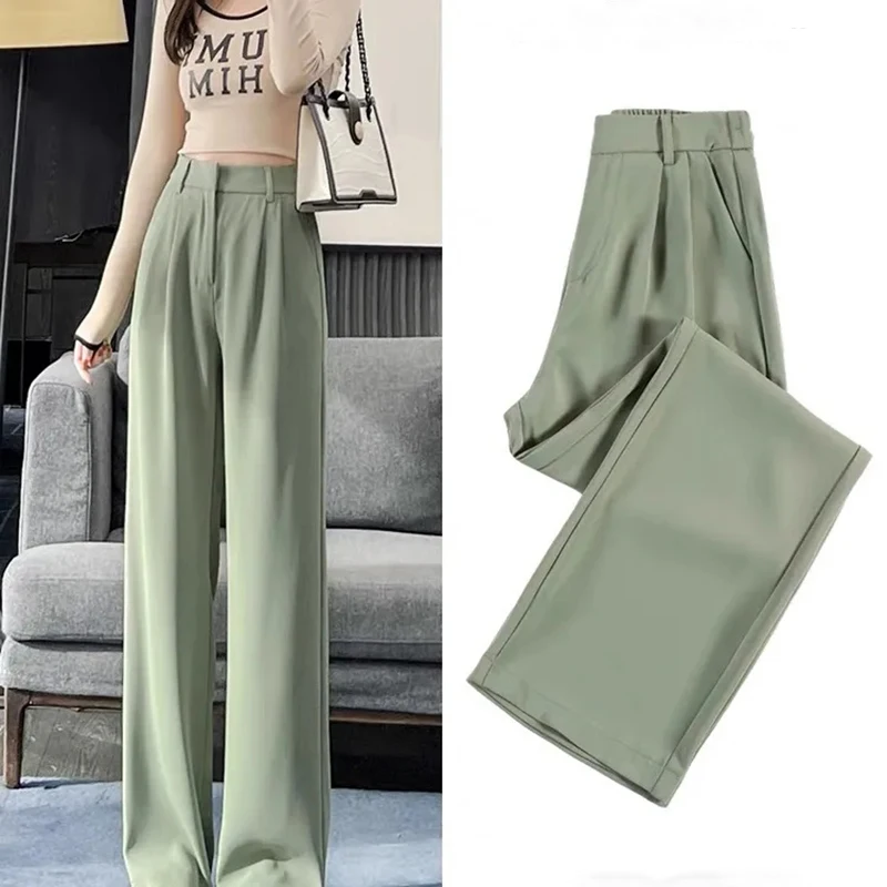 

High Waist Wide Leg Pant for Women Korean Fashion Loose Drooping Suitpants Ladies Spring Summer Straight Trousers Woman