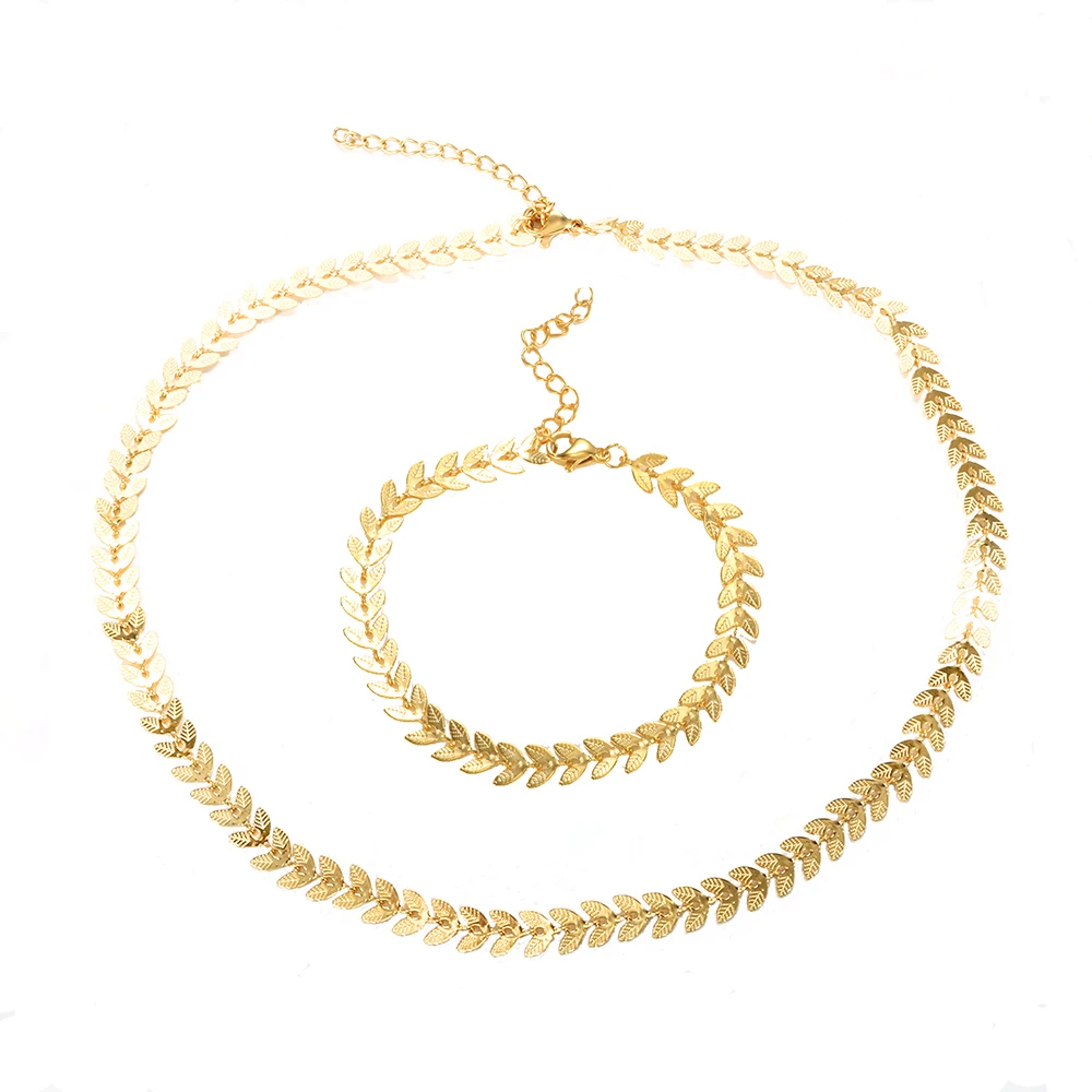 Geometric Stainless Steel Leaf Clavicle Chain Choker Necklace Tassel Gold Plated Link Chain Bracelet For Women Jewelry Set
Geometric Stainless Steel Leaf Clavicle Chain Choker Necklace Tassel Gold Plated Link Chain Bracelet For Women Jewelry Set