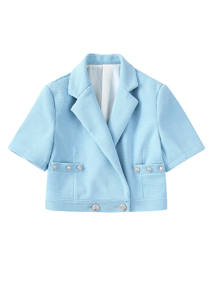 Fashion Tweed Crop Check Blazer Coat Women Short Sleeve With Pocket Buttons Female Outerwear Chic Veste Femme
Fashion Tweed Crop Check Blazer Coat Women Short Sleeve With Pocket Buttons Female Outerwear Chic Veste Femme