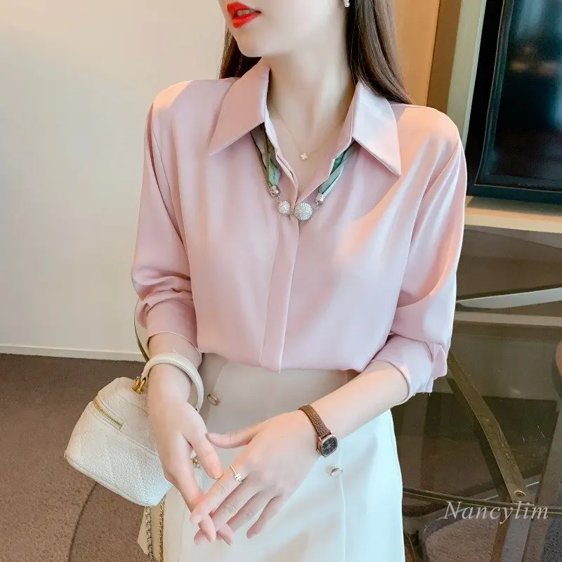 Lapel Shirts and Blouse with Scarf Office Women's 2023 Spring Clothes New Long Sleeve Button Top Simple and Elegant Blusas
Lapel Shirts and Blouse with Scarf Office Women's 2023 Spring Clothes New Long Sleeve Button Top Simple and Elegant Blusas