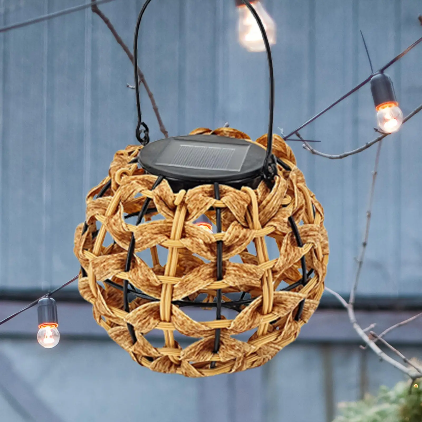 

Solar Lanterns Rustic Ornament Solar Power Lights Landscape Lighting Rattan Lantern for Yard Walkway Lawn Pathway Patio