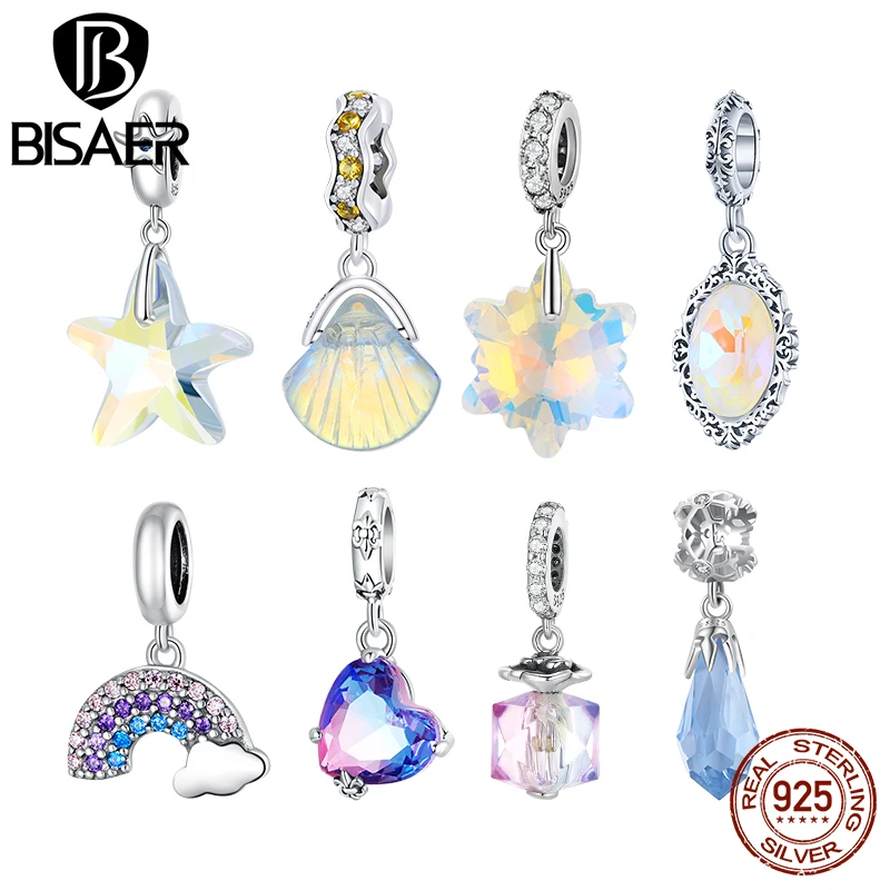 BISAER 925 Sterling Silver Charms Transparent Heart Starfish Shell Perfume Rose Pendant Fit Bracelet Necklace DIY Jewelry Gift
BISAER 925 Sterling Silver Charms Transparent Heart Starfish Shell Perfume Rose Pendant Fit Bracelet Necklace DIY Jewelry Gift