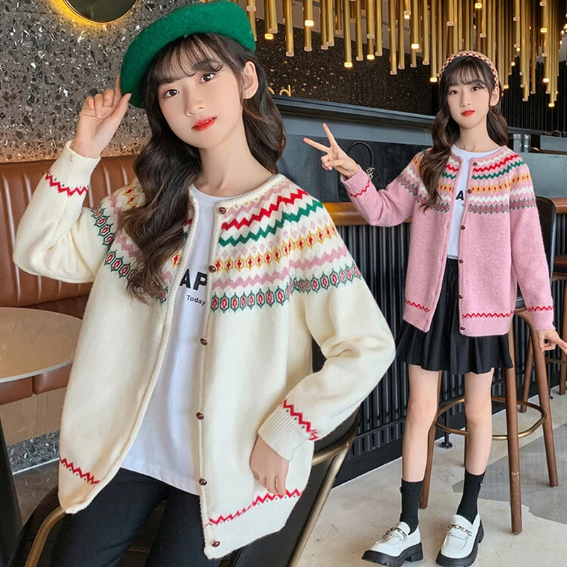 Fashion Teenage Girls Cardigans Cotton Kids Toddler Knitted Sweaters Autumn Winter Children Thicken Pink Sweater Coat 8 12 Years
Fashion Teenage Girls Cardigans Cotton Kids Toddler Knitted Sweaters Autumn Winter Children Thicken Pink Sweater Coat 8 12 Years