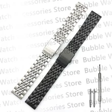 20MM 22MM Black Silver 2 Tone Gold Stainless Steel Double Snap Fastener Bead Of Rice Watch Bracelet Fit For SKX007 Dive Watch