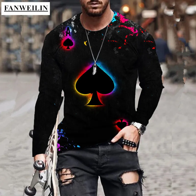 Men Black Poker Print Oversized Tshirts Autumn New Fashion Man Vintage Ethnic Long Sleeve Notal Anime T Shirts Poleras De Hombre
Men Black Poker Print Oversized Tshirts Autumn New Fashion Man Vintage Ethnic Long Sleeve Notal Anime T Shirts Poleras De Hombre