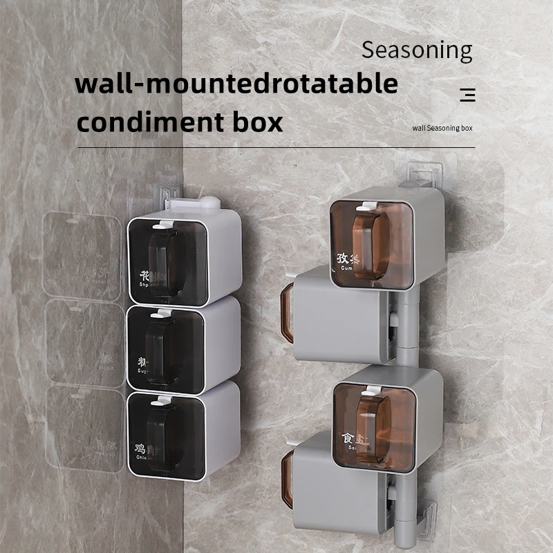 The New Seasoning Box One-piece Multi-grid Kitchen Wall-mounted Rotating Seasoning Jar Set with A Spoon Cooking Essential Tools
The New Seasoning Box One-piece Multi-grid Kitchen Wall-mounted Rotating Seasoning Jar Set with A Spoon Cooking Essential Tools