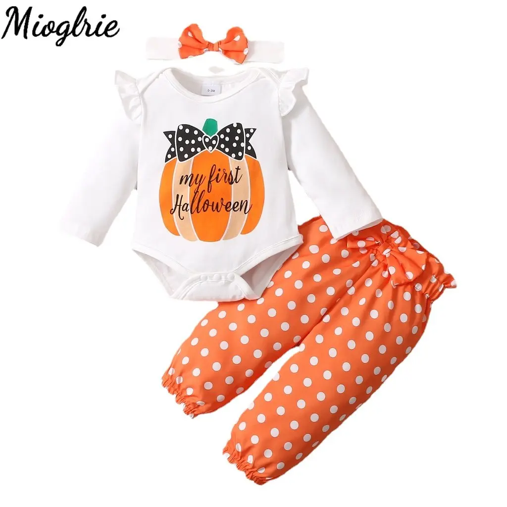 Fashion Newborn Baby Girl Halloween Costume 3PCS Suit Long Sleeves Cute Pumpkin Print Bodysuit Toddler Girl Festival Clothing
Fashion Newborn Baby Girl Halloween Costume 3PCS Suit Long Sleeves Cute Pumpkin Print Bodysuit Toddler Girl Festival Clothing