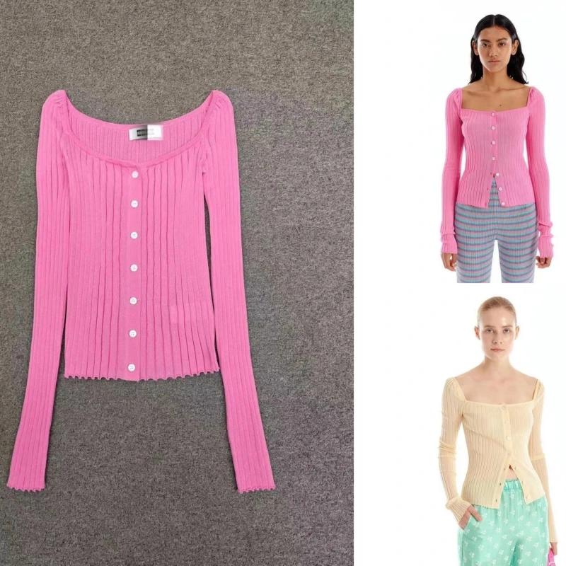 Женский трикотажный кардиган с квадратным вырезом, однобортный трикотажный облегающий Кардиган с длинным рукавом в Корейском стиле, весна-лето 2023
Женский трикотажный кардиган с квадратным вырезом, однобортный трикотажный облегающий Кардиган с длинным рукавом в Корейском стиле, весна-лето 2023