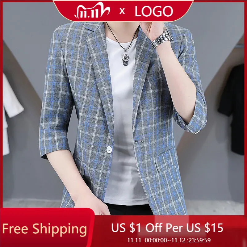 2023 New Summer Mid-sleeve Plaid Suit Fashion Handsome Trend Korean Version of Men's Youth Slim Small Suit Single West Top Coat
2023 New Summer Mid-sleeve Plaid Suit Fashion Handsome Trend Korean Version of Men's Youth Slim Small Suit Single West Top Coat