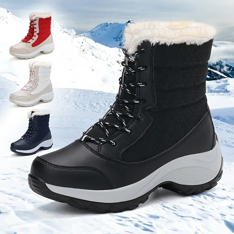 

Женские ботинки, легкие ботильоны, обувь на платформе для женщин, зимние Ботинки на каблуке, Женская сохраняющая тепло зимняя обувь для снега, женские ботинки