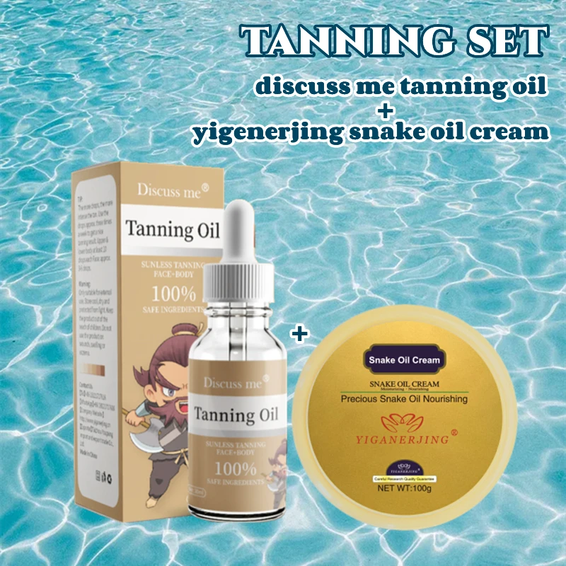Discuss Me Tanning Oil 30ml YIGANERJING Snake Oil Cream 100g Body Care Safe Ingredients Bronzing Enhancer Intense Moisturizer
Discuss Me Tanning Oil 30ml YIGANERJING Snake Oil Cream 100g Body Care Safe Ingredients Bronzing Enhancer Intense Moisturizer